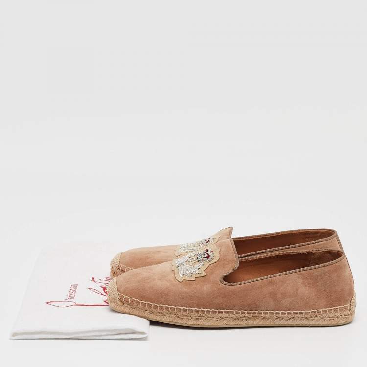 Pre Owned Christian Louboutin Beige Suede Nanou Orlato Espadrille Flats Size 40