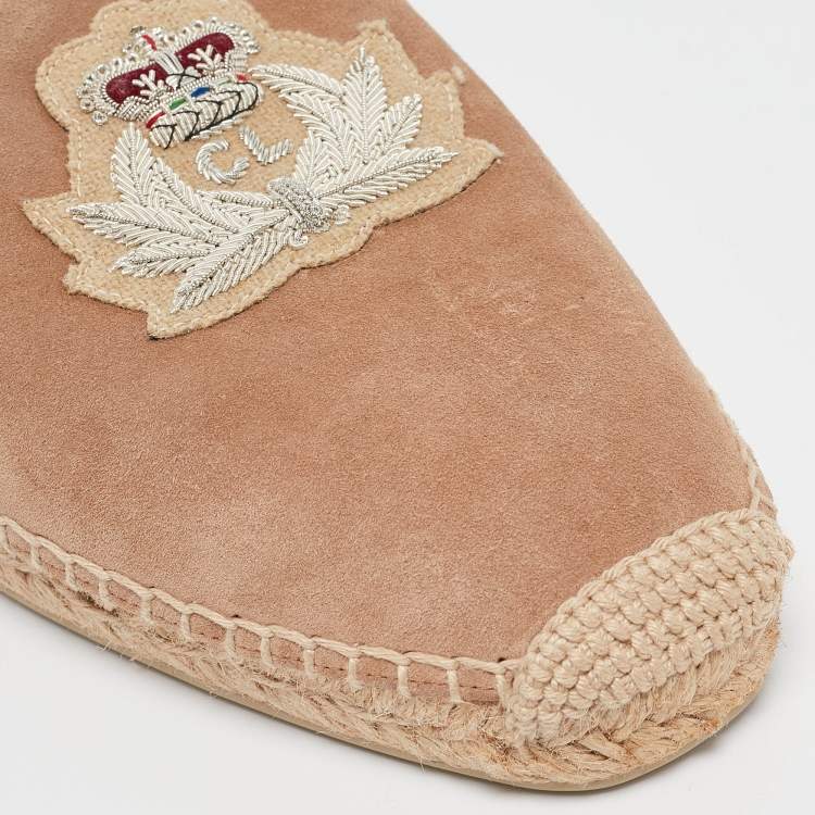 Pre Owned Christian Louboutin Beige Suede Nanou Orlato Espadrille Flats Size 40