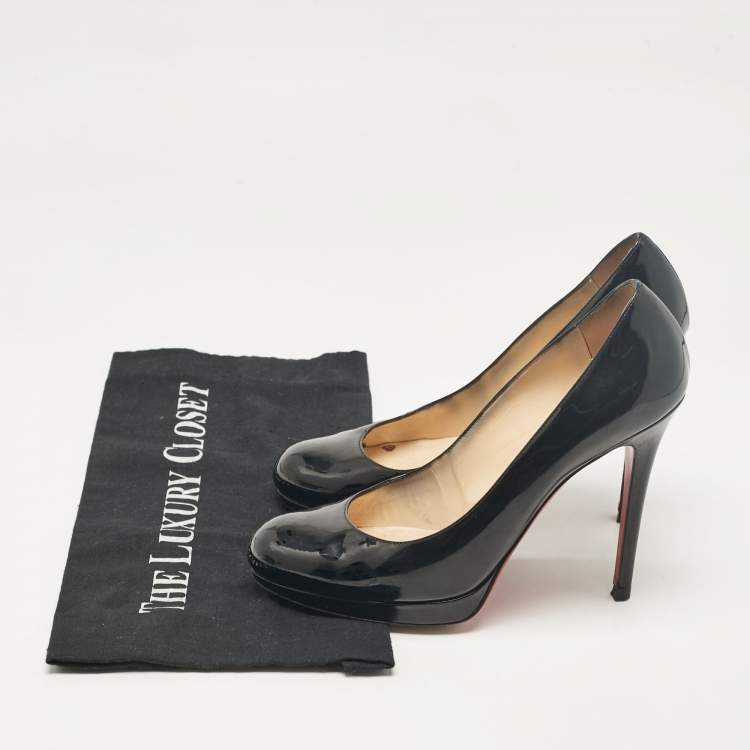 Pre Owned Christian Louboutin Black Patent Leather Simple Pumps Size 37