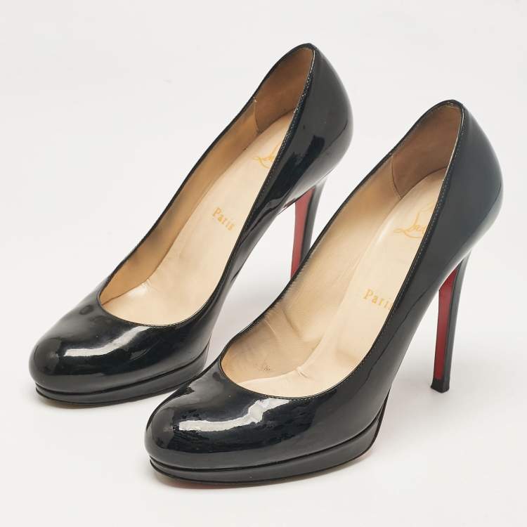 Pre Owned Christian Louboutin Black Patent Leather Simple Pumps Size 37