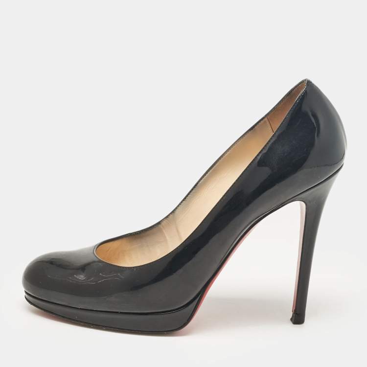Pre Owned Christian Louboutin Black Patent Leather Simple Pumps Size 37