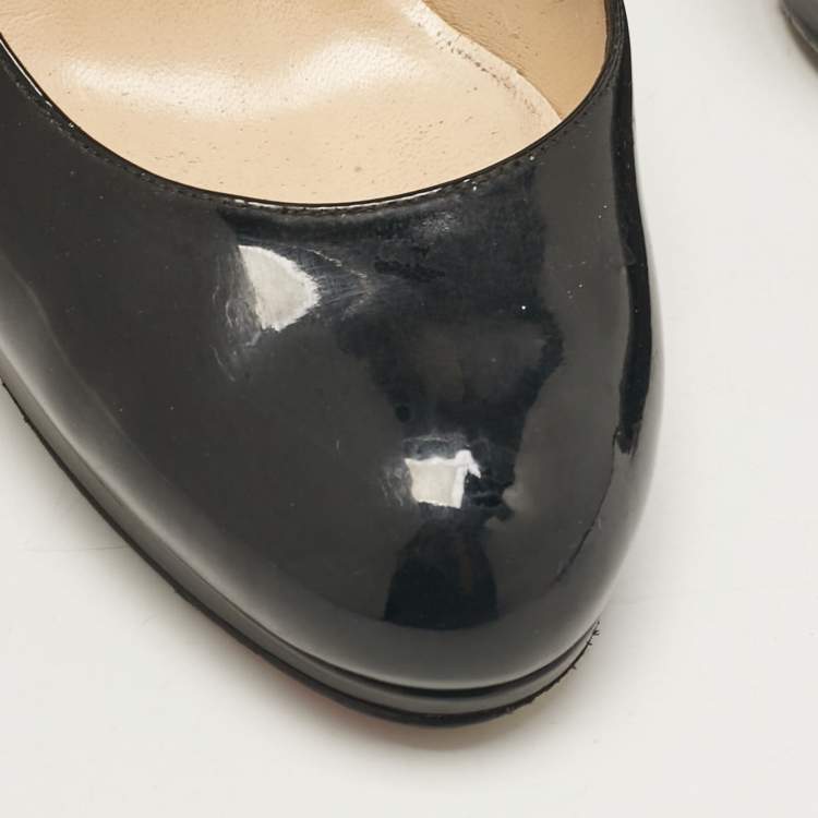 Pre Owned Christian Louboutin Black Patent Leather Simple Pumps Size 37
