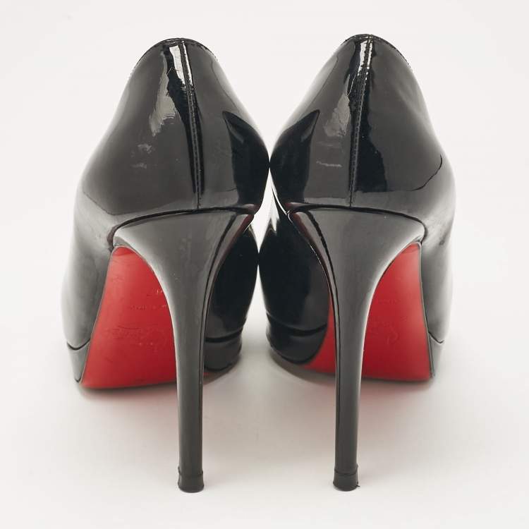 Pre Owned Christian Louboutin Black Patent Leather Simple Pumps Size 37