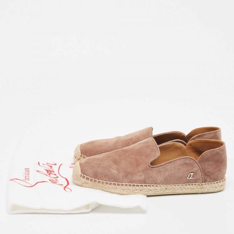 Pre Owned Christian Louboutin Beige Suede Espadon Espadrille Flats Size 39