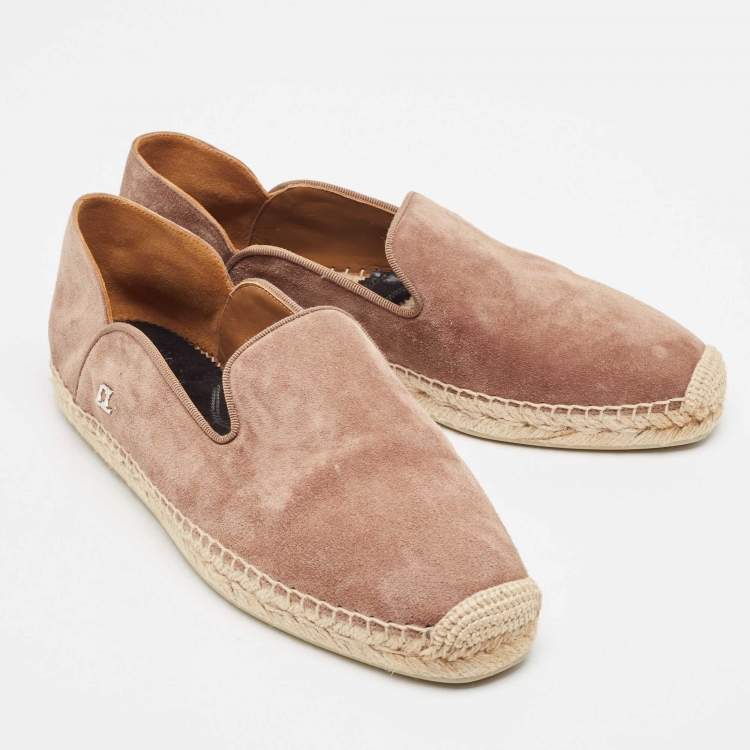 Pre Owned Christian Louboutin Beige Suede Espadon Espadrille Flats Size 39