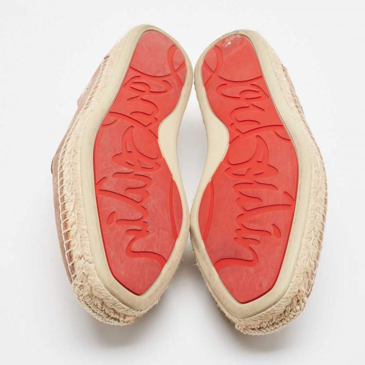 Pre Owned Christian Louboutin Beige Suede Espadon Espadrille Flats Size 39