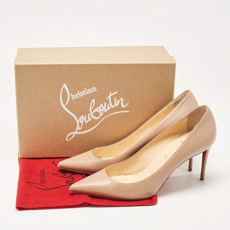 Pre Owned Christian Louboutin Dusty Pink Leather Kate Pumps Size 39.5