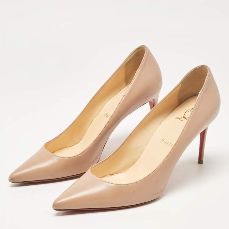 Pre Owned Christian Louboutin Dusty Pink Leather Kate Pumps Size 39.5