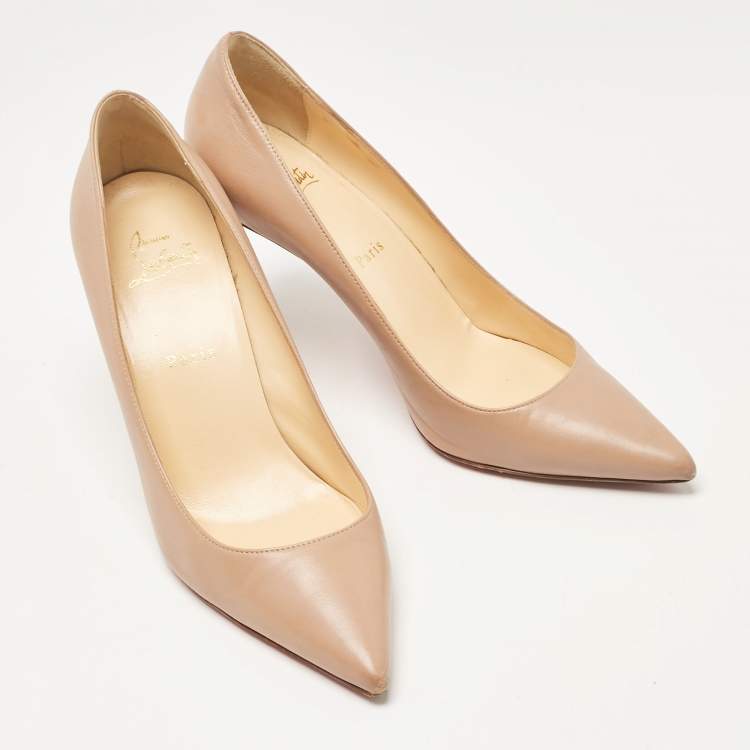 Pre Owned Christian Louboutin Dusty Pink Leather Kate Pumps Size 39.5