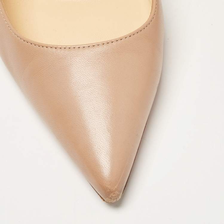 Pre Owned Christian Louboutin Dusty Pink Leather Kate Pumps Size 39.5