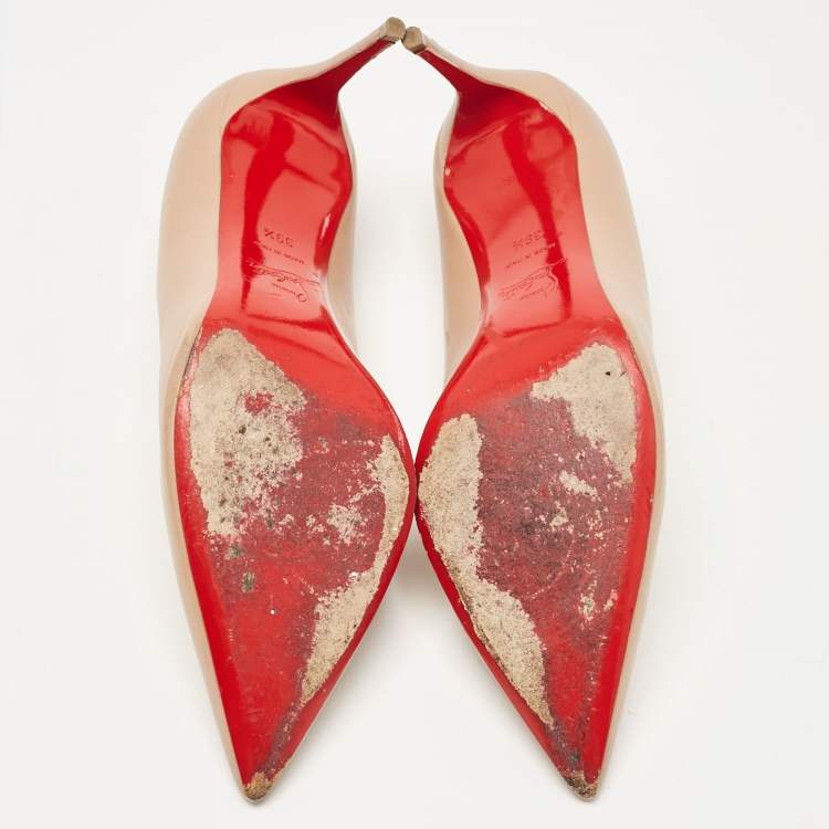 Pre Owned Christian Louboutin Dusty Pink Leather Kate Pumps Size 39.5