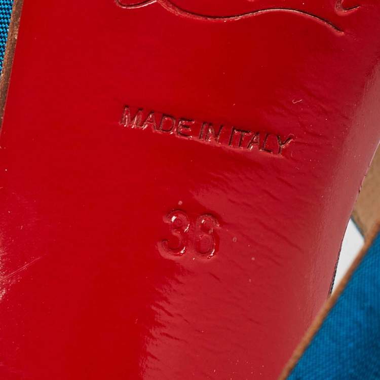 Pre Owned Christian Louboutin Blue Satin Pour Monsieur Slingback Platform Sandals Size 36