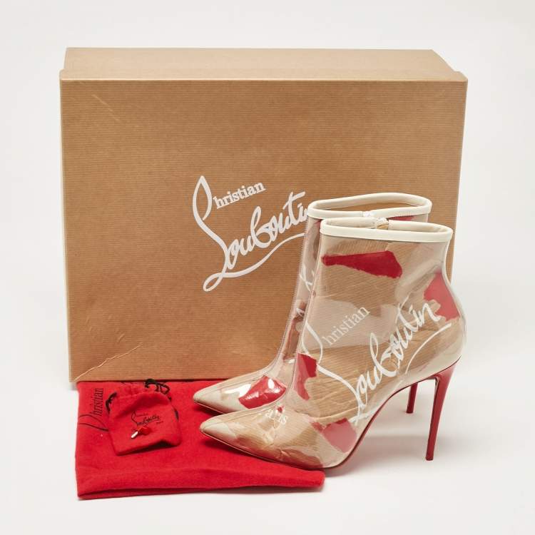 Pre Owned Christian Louboutin Transparent PVC So Kate Ankle Boots Size 37.5