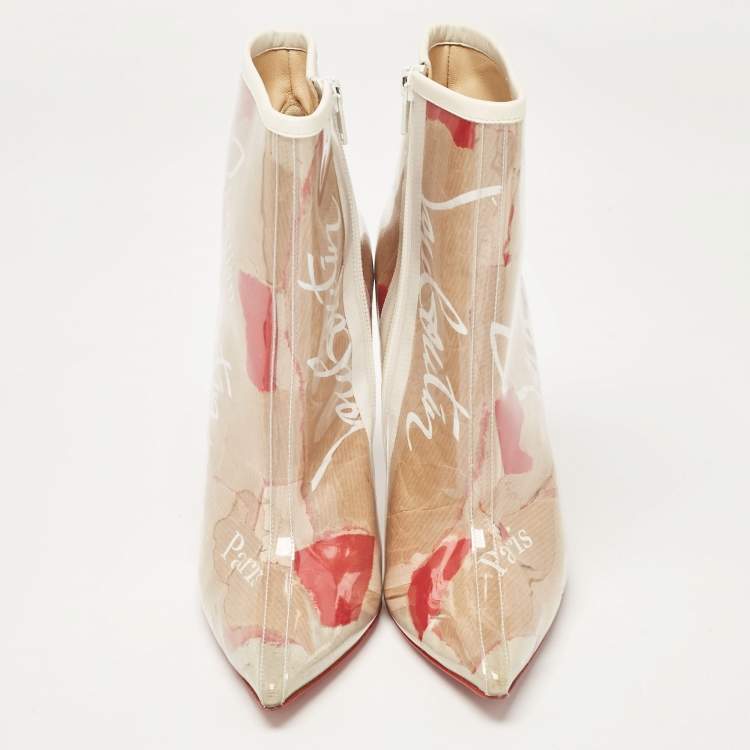 Pre Owned Christian Louboutin Transparent PVC So Kate Ankle Boots Size 37.5