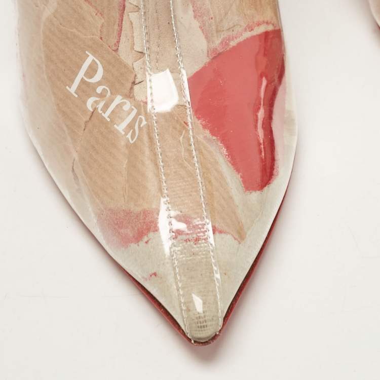 Pre Owned Christian Louboutin Transparent PVC So Kate Ankle Boots Size 37.5