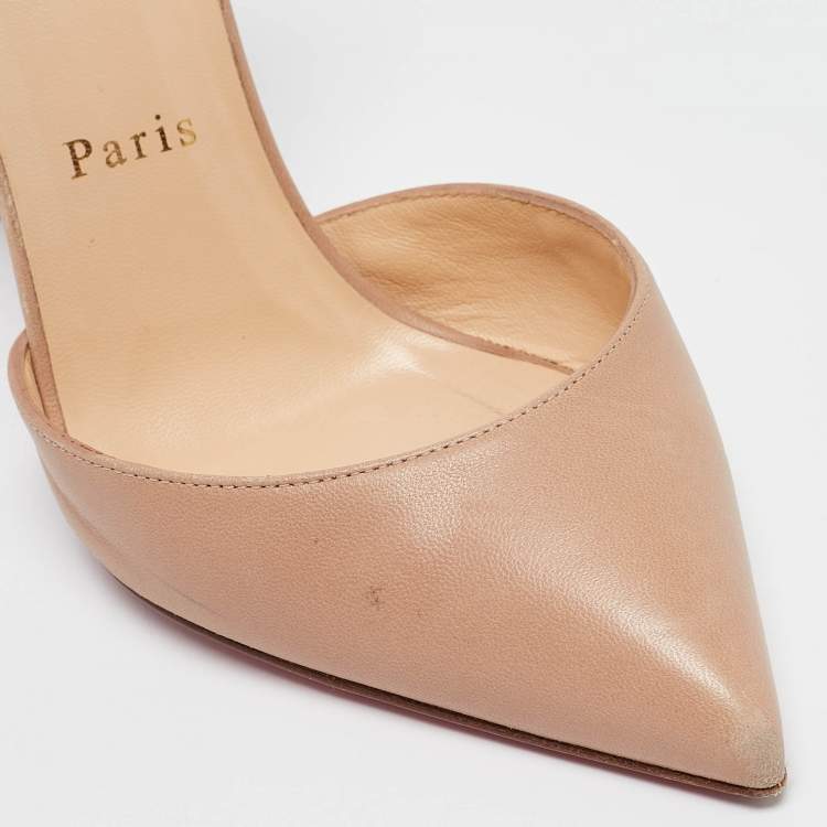 مملوكة مسبقًا Christian Louboutin Beige Leather Uptown Ankle Strap Pumps Size 38