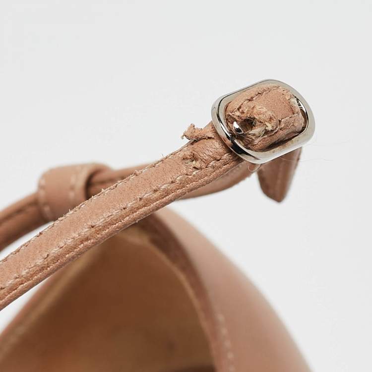 مملوكة مسبقًا Christian Louboutin Beige Leather Uptown Ankle Strap Pumps Size 38