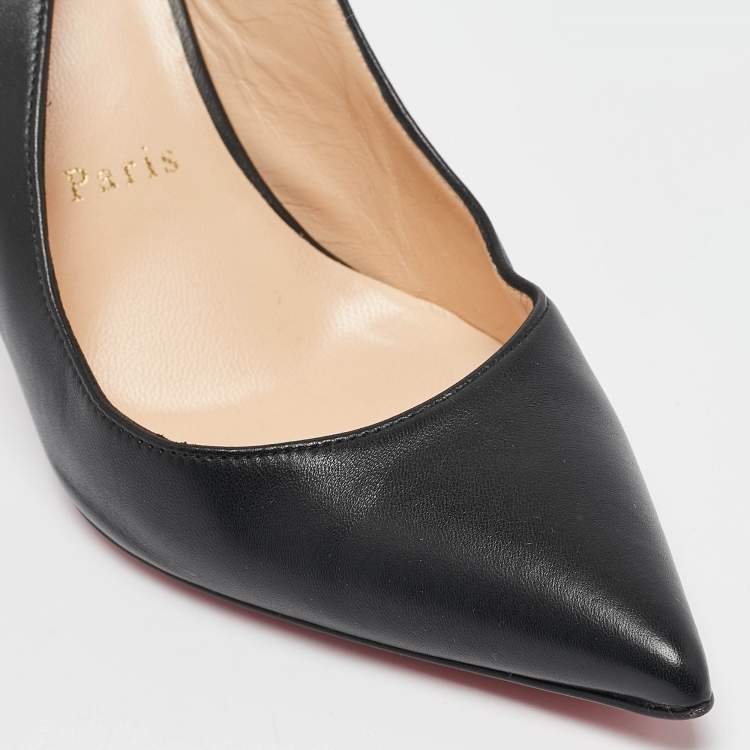 Pre Owned Christian Louboutin Black Leather Kate Slingback Pumps Size 38.5