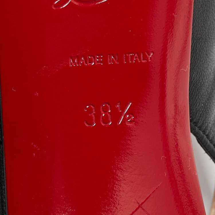 Pre Owned Christian Louboutin Black Leather Kate Slingback Pumps Size 38.5