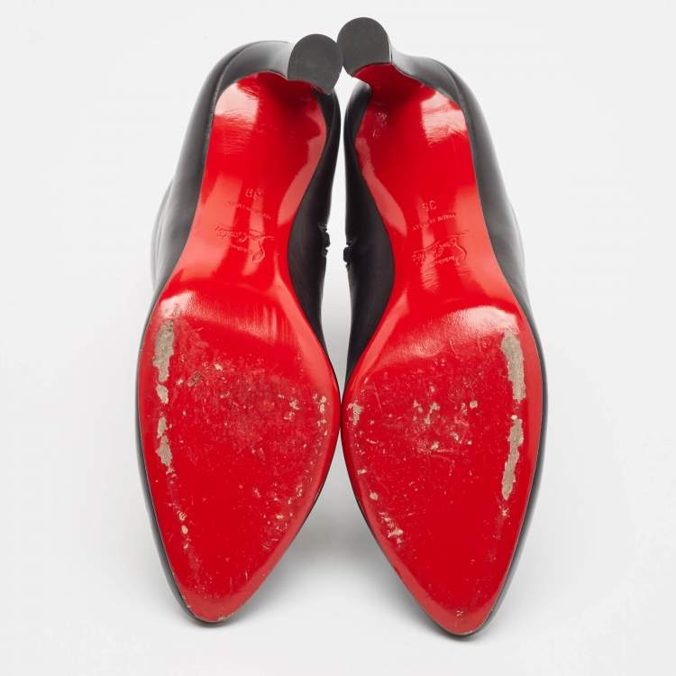 Pre Owned Christian Louboutin Black Leather So Eleonor Ankle Boots Size 39