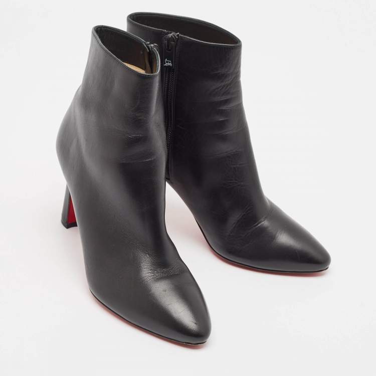 Pre Owned Christian Louboutin Black Leather So Eleonor Ankle Boots Size 39