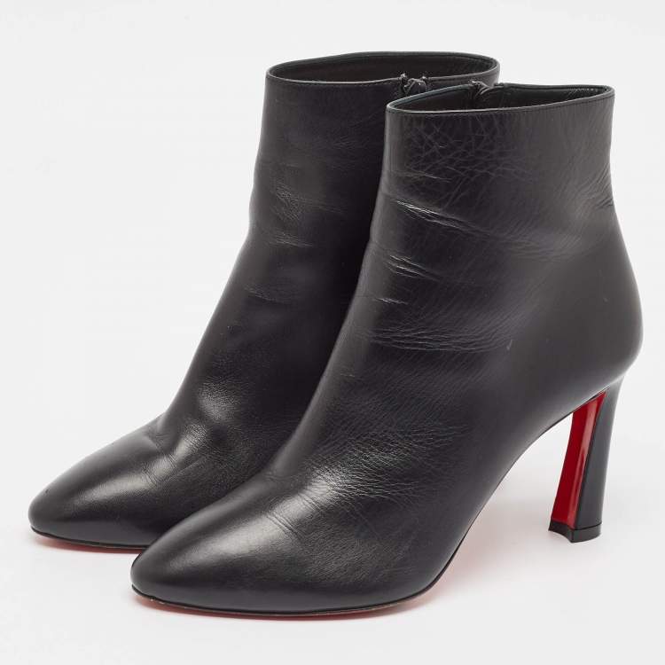 Pre Owned Christian Louboutin Black Leather So Eleonor Ankle Boots Size 39