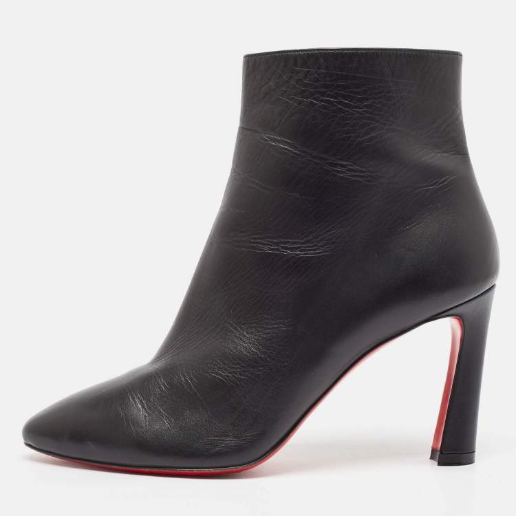 Pre Owned Christian Louboutin Black Leather So Eleonor Ankle Boots Size 39