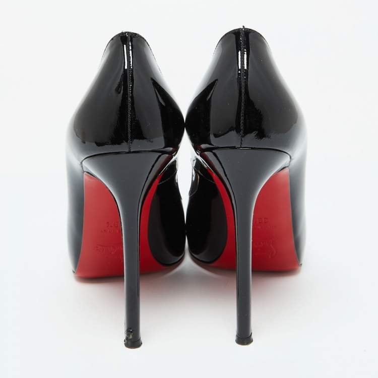 Pre Owned Christian Louboutin Black Patent Leather Demi You Peep Toe Pumps Size 39.5