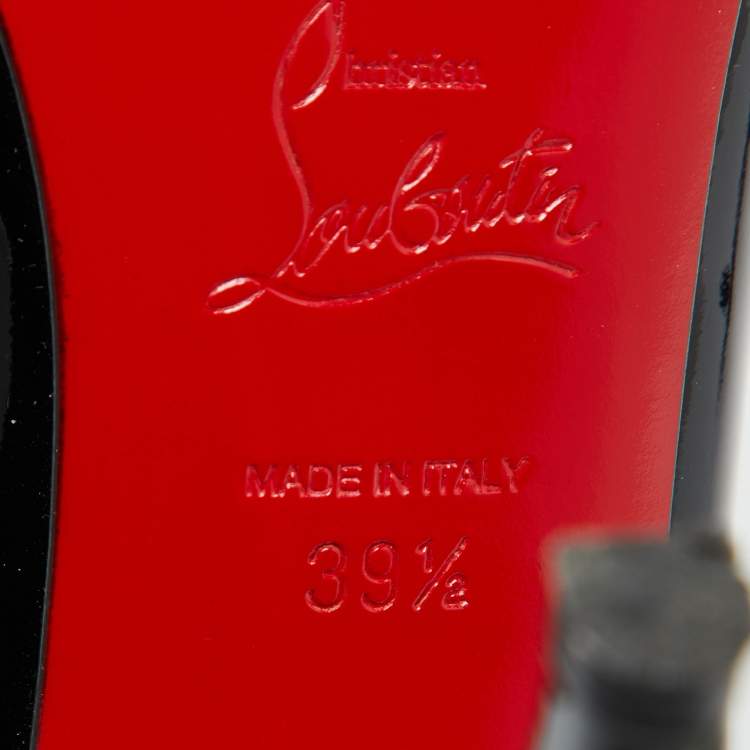 Pre Owned Christian Louboutin Black Patent Leather Demi You Peep Toe Pumps Size 39.5