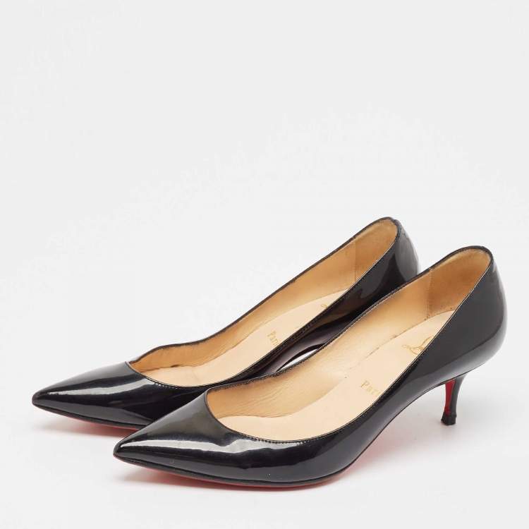 Pre Owned Christian Louboutin Black Patent Leather Kate Pumps Size 37