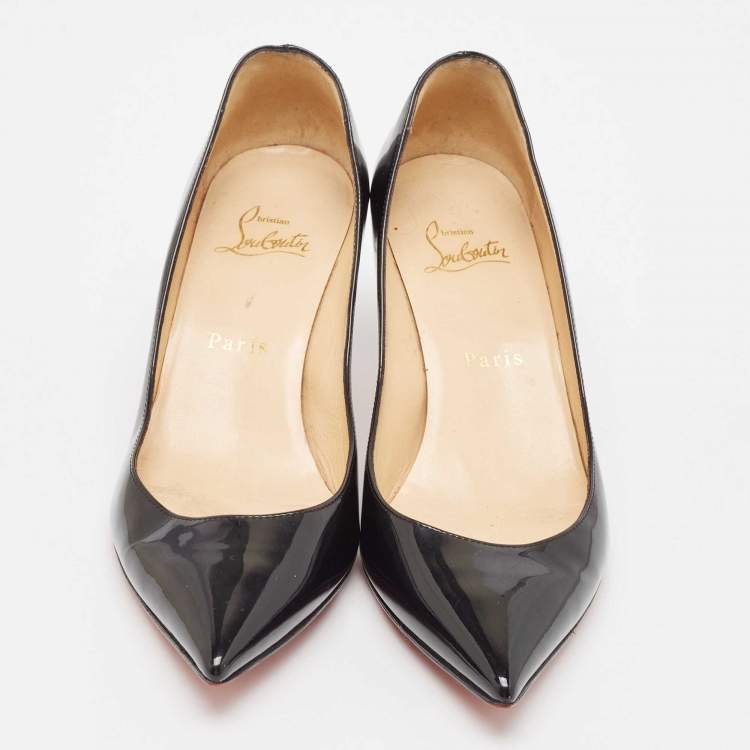 Pre Owned Christian Louboutin Black Patent Leather Kate Pumps Size 37