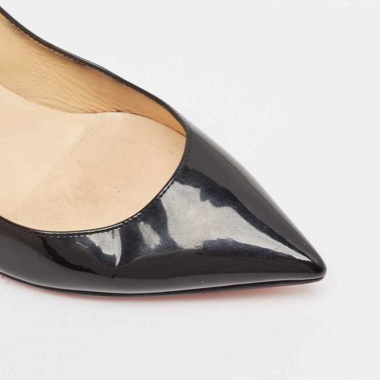 Pre Owned Christian Louboutin Black Patent Leather Kate Pumps Size 37