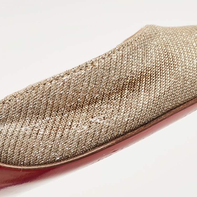 Pre Owned Christian Louboutin Gold/Silver Lurex Fabric Iriza D'orsay Pumps Size 35.5