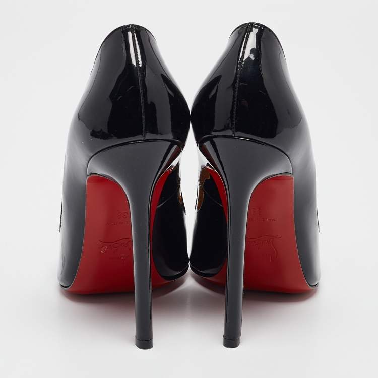 Pre Owned Christian Louboutin Black Patent Leather Pigalle Pumps Size 38