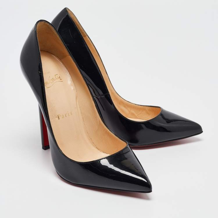 Pre Owned Christian Louboutin Black Patent Leather Pigalle Pumps Size 38