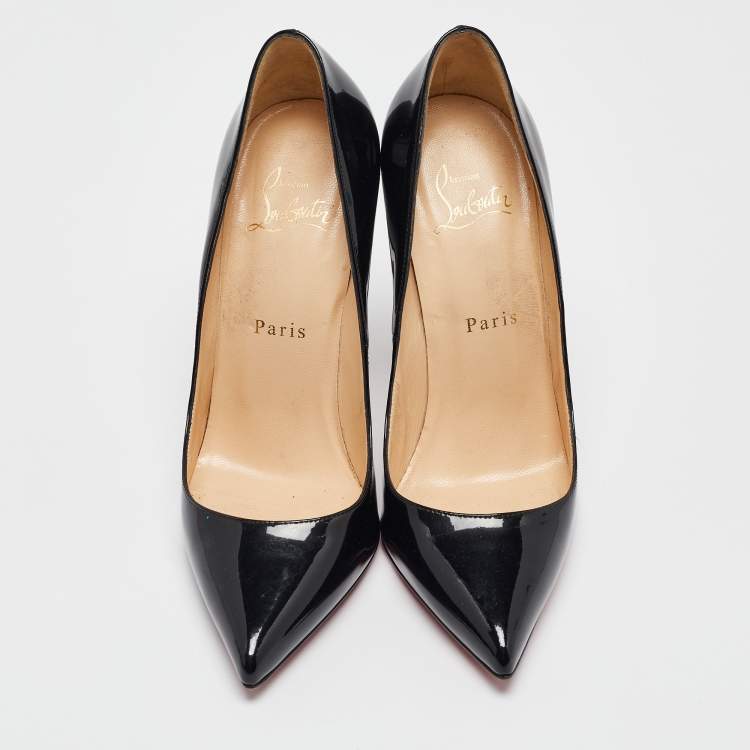 Pre Owned Christian Louboutin Black Patent Leather Pigalle Pumps Size 38