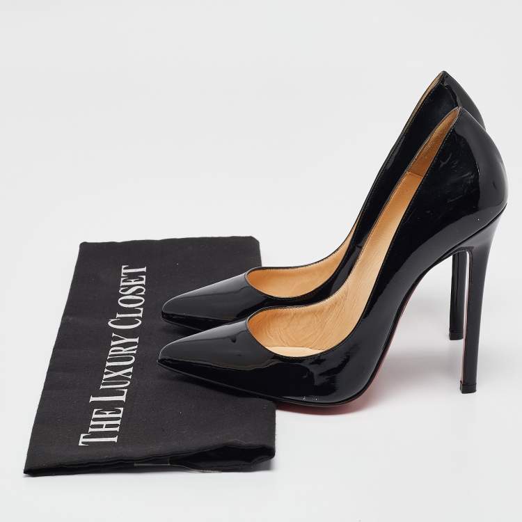 Pre Owned Christian Louboutin Black Patent Leather Pigalle Pumps Size 38
