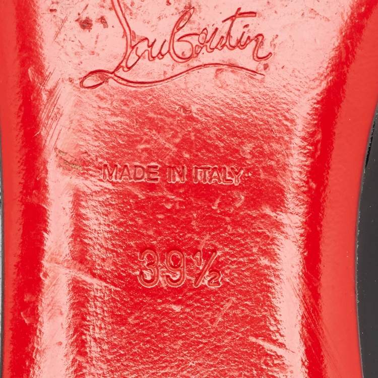 Pre Owned Christian Louboutin Black Patent Leather and PVC Paulina Ballet Flats Size 39.5