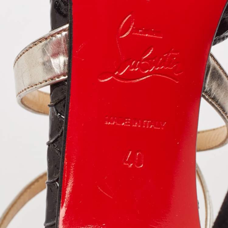 Pre Owned Christian Louboutin Black Python and Suede Cross Blake Pumps Size 40