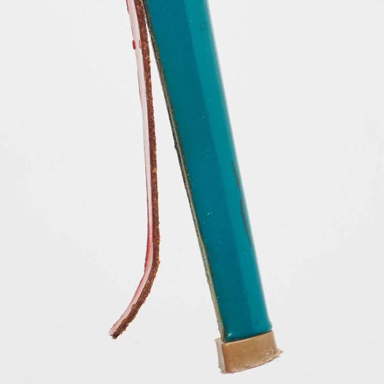 Pre Owned Christian Louboutin Green Patent Leather Lady Peep Pumps Size 37 