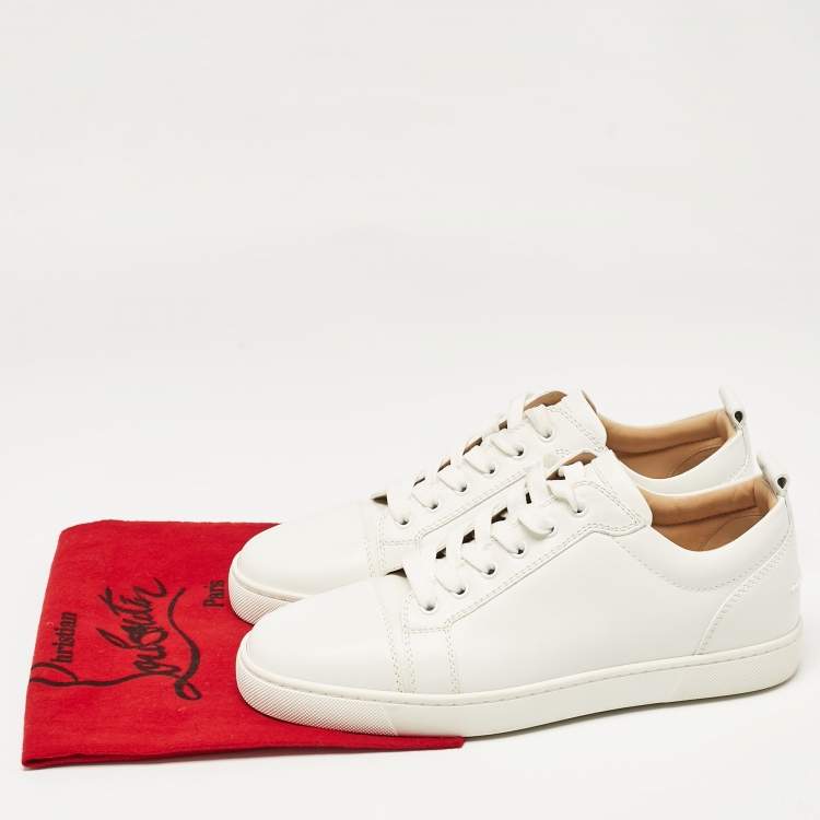 Pre Owned Christian Louboutin White Leather Louis Junior Low Top Sneakers Size 40.5