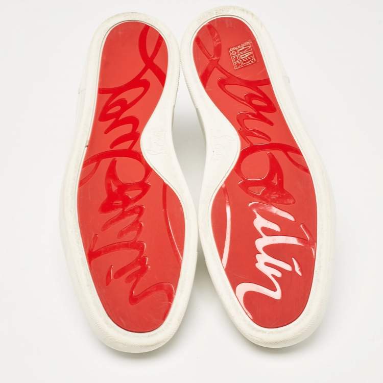 Pre Owned Christian Louboutin White Leather Louis Junior Low Top Sneakers Size 40.5