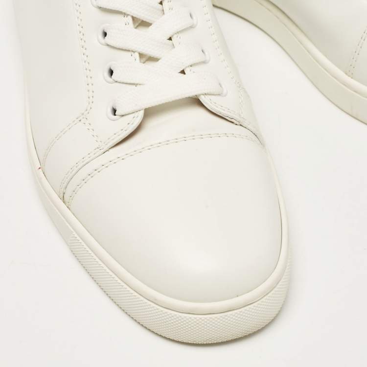 Pre Owned Christian Louboutin White Leather Louis Junior Low Top Sneakers Size 40.5