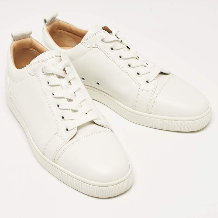 Pre Owned Christian Louboutin White Leather Louis Junior Low Top Sneakers Size 40.5