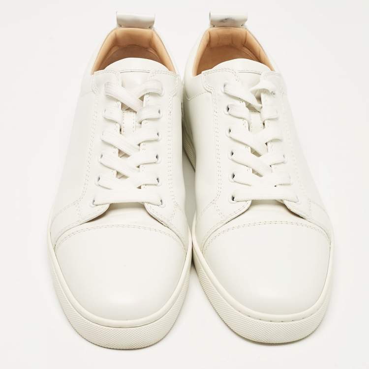Pre Owned Christian Louboutin White Leather Louis Junior Low Top Sneakers Size 40.5
