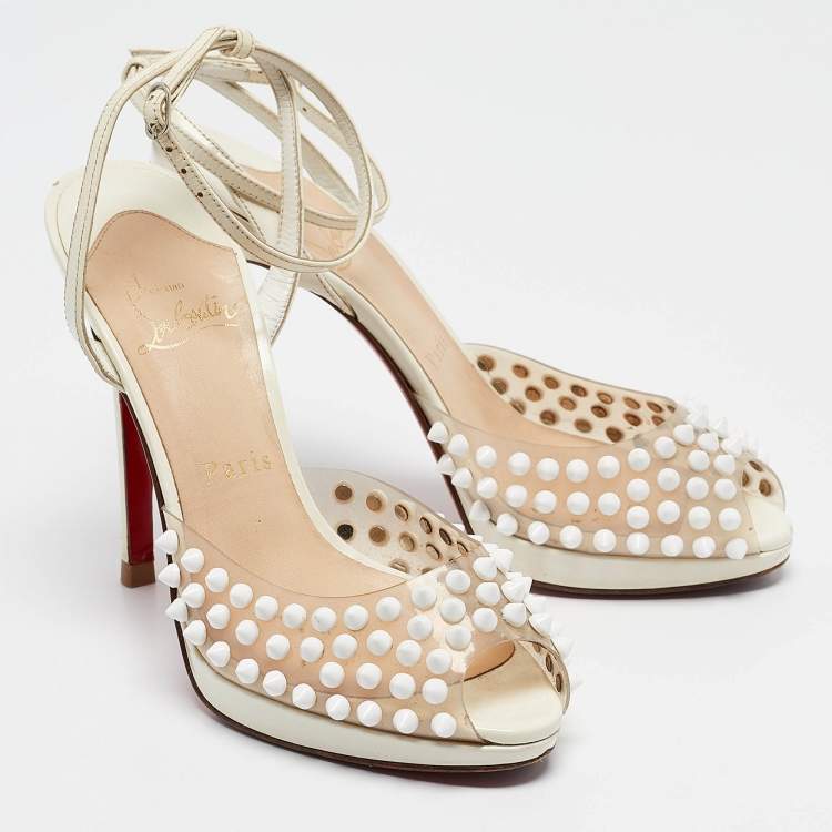 Pre Owned Christian Louboutin Transparent/Cream Patent and PVC St Jeanette Pumps Size 36