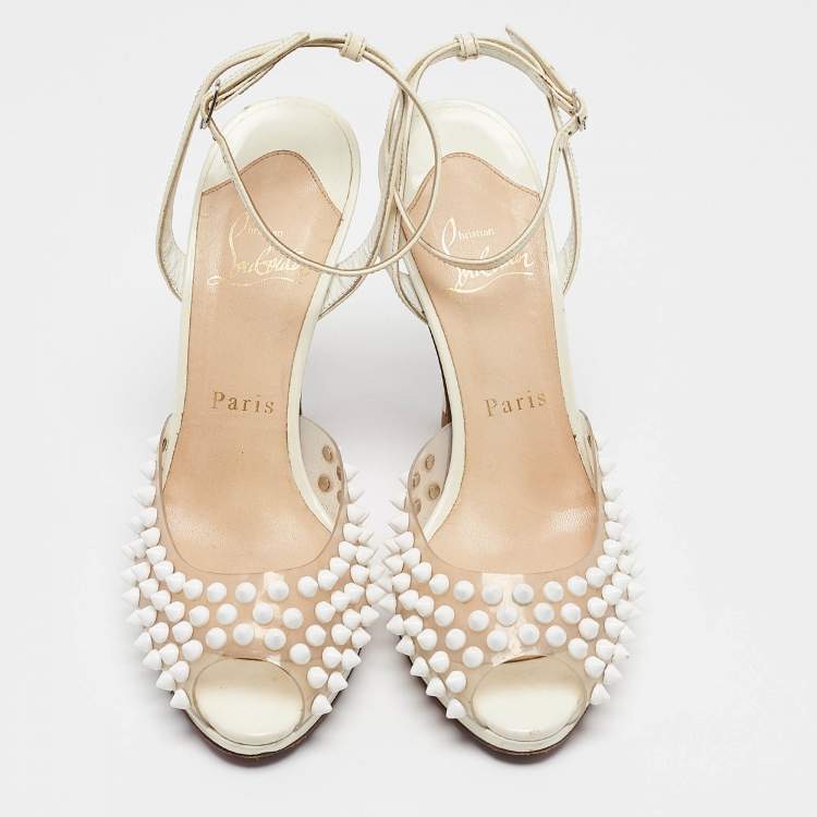 Pre Owned Christian Louboutin Transparent/Cream Patent and PVC St Jeanette Pumps Size 36