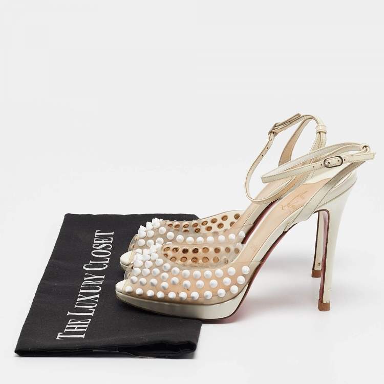 Pre Owned Christian Louboutin Transparent/Cream Patent and PVC St Jeanette Pumps Size 36