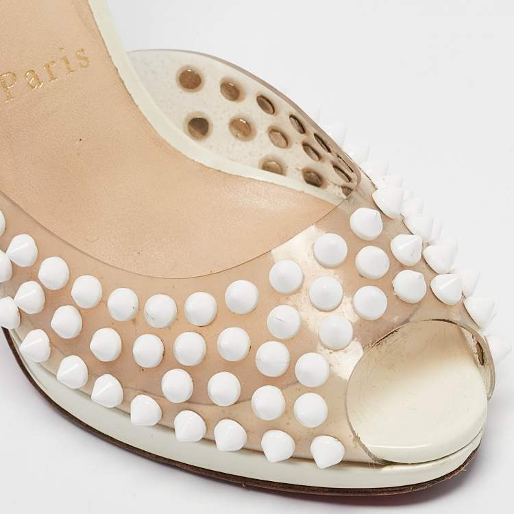 Pre Owned Christian Louboutin Transparent/Cream Patent and PVC St Jeanette Pumps Size 36