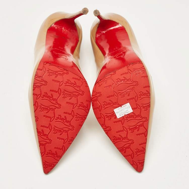 Pre Owned Christian Louboutin Beige Patent Leather So Kate Pumps Size 39
